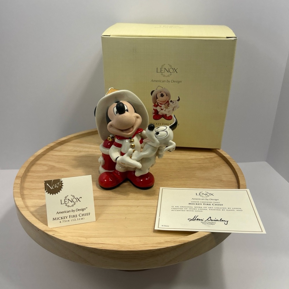 New Lenox Mickey Fire Chief Hand painted porcelain NIB Retails $129